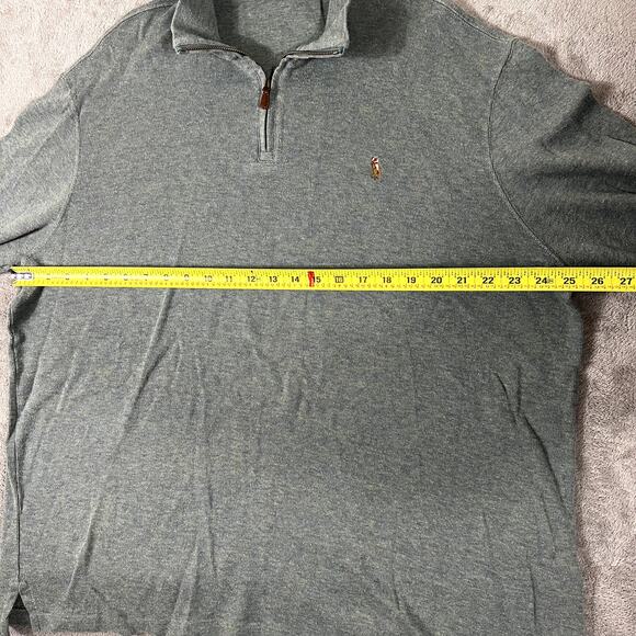 Polo Ralph Lauren Gray Quarter Zip Estate Rib Sweater Men's XL Preppy - Picture 7 of 9